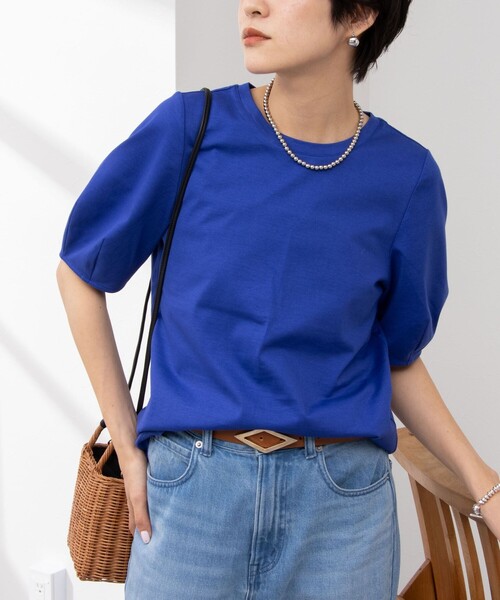 NOLLEY’S（ノーリーズ）の「BASIC 5分袖プルオーバーカットソー（Tシャツ/カットソー・レディース・ブラック/グリーン/ミント/ロイヤルブルー/オフホワイト/チャコールグレー/ブラック系その他/ピンク/ブラック系その他2・36/38）」の8枚目の写真