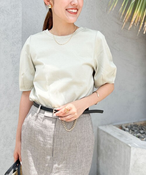 NOLLEY’S（ノーリーズ）の「BASIC 5分袖プルオーバーカットソー（Tシャツ/カットソー・レディース・ブラック/グリーン/ミント/ロイヤルブルー/オフホワイト/チャコールグレー/ブラック系その他/ピンク/ブラック系その他2・36/38）」の20枚目の写真