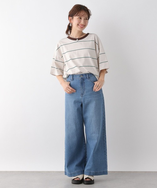 LEPSIM(レプシィム)の「ボーダーBIG-T 113331(Tシャツ/カットソー・レディース・ライトパープル/ベージュ/ブラウン・FREE)」の15枚目の写真