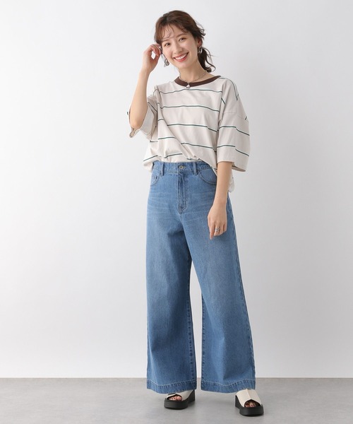 LEPSIM(レプシィム)の「ボーダーBIG-T 113331(Tシャツ/カットソー・レディース・ライトパープル/ベージュ/ブラウン・FREE)」の14枚目の写真