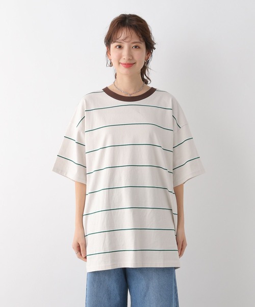 LEPSIM(レプシィム)の「ボーダーBIG-T 113331(Tシャツ/カットソー・レディース・ライトパープル/ベージュ/ブラウン・FREE)」の13枚目の写真