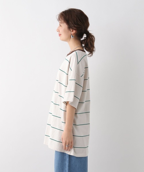 LEPSIM(レプシィム)の「ボーダーBIG-T 113331(Tシャツ/カットソー・レディース・ライトパープル/ベージュ/ブラウン・FREE)」の12枚目の写真