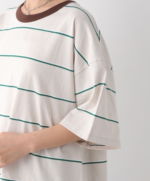 LEPSIM(レプシィム)の「ボーダーBIG-T 113331(Tシャツ/カットソー・レディース・ライトパープル/ベージュ/ブラウン・FREE)」の9枚目の写真