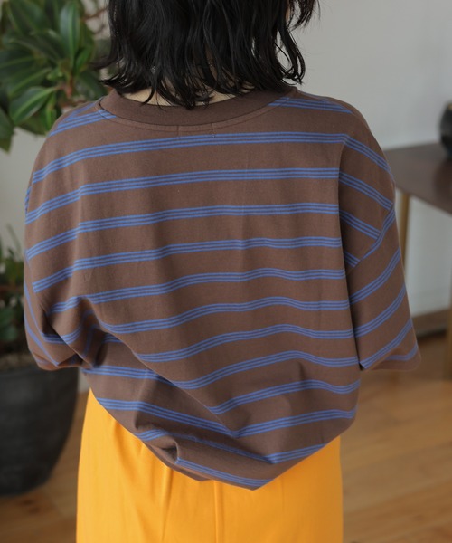 LEPSIM(レプシィム)の「ボーダーBIG-T 113331(Tシャツ/カットソー・レディース・ライトパープル/ベージュ/ブラウン・FREE)」の20枚目の写真