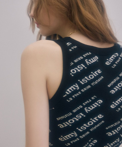 EIMY ISTOIRE(エイミーイストワール)の「バイヤスジャガードロゴクロップタンクトップ(タンクトップ・レディース・ブラック/ホワイト・FREE)」の11枚目の写真