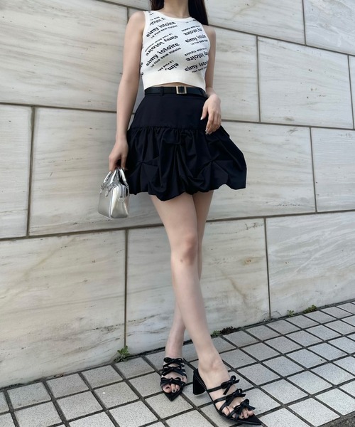 EIMY ISTOIRE(エイミーイストワール)の「バイヤスジャガードロゴクロップタンクトップ(タンクトップ・レディース・ブラック/ホワイト・FREE)」の17枚目の写真