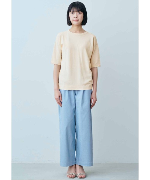 IEDIT（イディット）の「ＩＥＤＩＴ　接触冷感・ＵＶケア　きれい見えストレッチデニムライクセミワイドパンツ（デニムパンツ・レディース・ネイビー/ライトブルー・MEDIUM/LARGE/X-LARGE/XX-LARGE/XXX-LARGE/SMALL）」の6枚目の写真