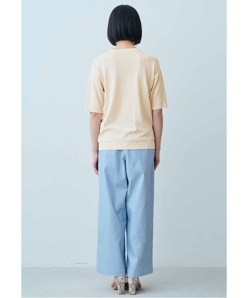 IEDIT（イディット）の「ＩＥＤＩＴ　接触冷感・ＵＶケア　きれい見えストレッチデニムライクセミワイドパンツ（デニムパンツ・レディース・ネイビー/ライトブルー・MEDIUM/LARGE/X-LARGE/XX-LARGE/XXX-LARGE/SMALL）」の8枚目の写真