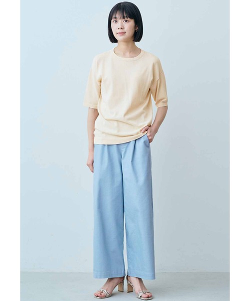 IEDIT（イディット）の「ＩＥＤＩＴ　接触冷感・ＵＶケア　きれい見えストレッチデニムライクセミワイドパンツ（デニムパンツ・レディース・ネイビー/ライトブルー・MEDIUM/LARGE/X-LARGE/XX-LARGE/XXX-LARGE/SMALL）」の5枚目の写真