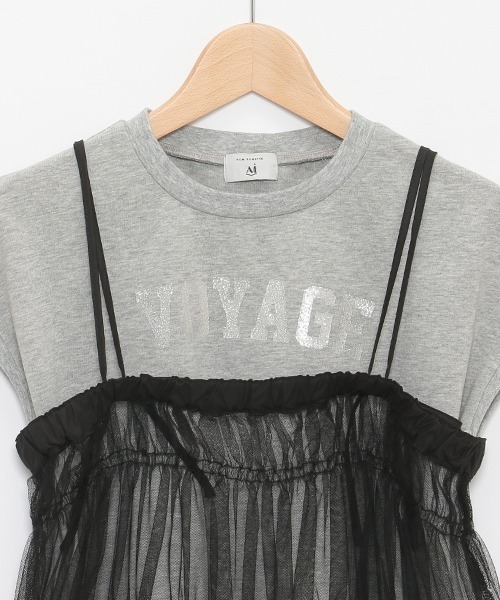 【セール】【AMI】2WAYチュールキャミインナーTシャツセット（アンサンブル）｜pom ponette junior（ポンポネットジュニア）