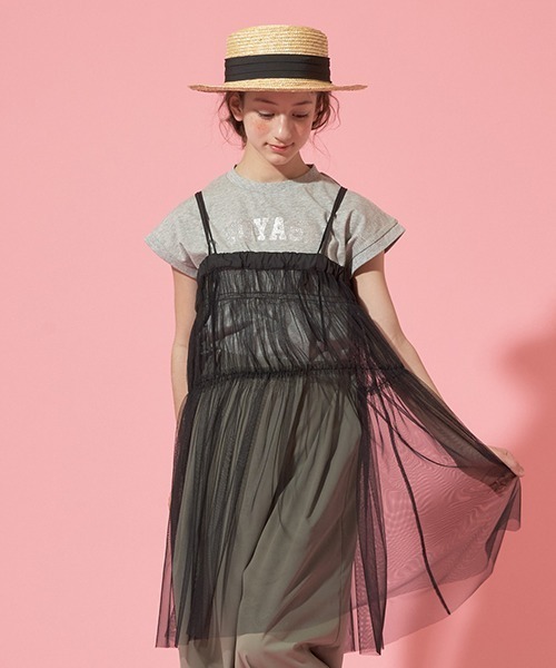 【セール】【AMI】2WAYチュールキャミインナーTシャツセット（アンサンブル）｜pom ponette junior（ポンポネットジュニア）