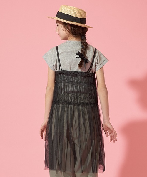 【セール】【AMI】2WAYチュールキャミインナーTシャツセット（アンサンブル）｜pom ponette junior（ポンポネットジュニア）