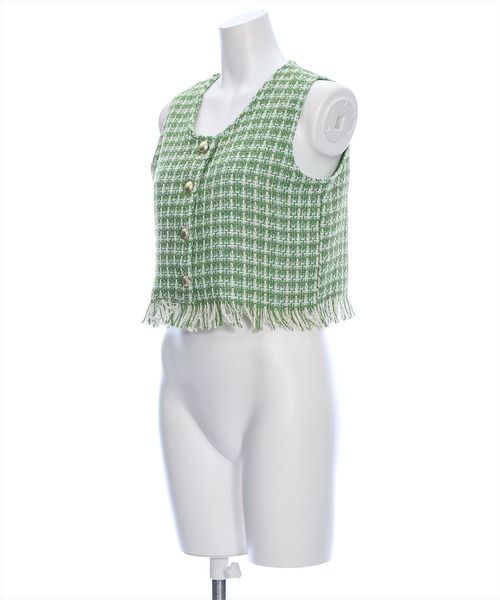 clear（クリア）の「サマーツイードベスト [着回し力抜群 大人 カジュアル レイヤード]≪再入荷≫（ベスト・レディース・グリーン/オフホワイト/ピンク/ライトブルー・F）」の5枚目の写真