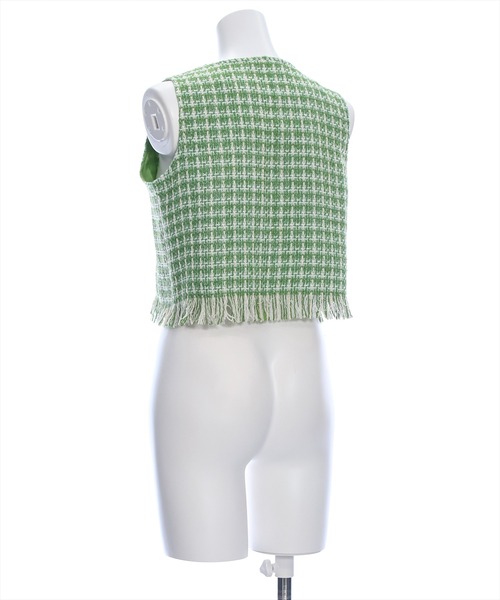 clear（クリア）の「サマーツイードベスト [着回し力抜群 大人 カジュアル レイヤード]≪再入荷≫（ベスト・レディース・グリーン/オフホワイト/ピンク/ライトブルー・F）」の7枚目の写真