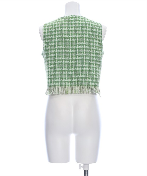 clear（クリア）の「サマーツイードベスト [着回し力抜群 大人 カジュアル レイヤード]≪再入荷≫（ベスト・レディース・グリーン/オフホワイト/ピンク/ライトブルー・F）」の8枚目の写真