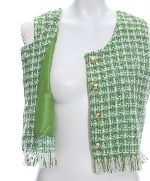 clear（クリア）の「サマーツイードベスト [着回し力抜群 大人 カジュアル レイヤード]≪再入荷≫（ベスト・レディース・グリーン/オフホワイト/ピンク/ライトブルー・F）」の9枚目の写真