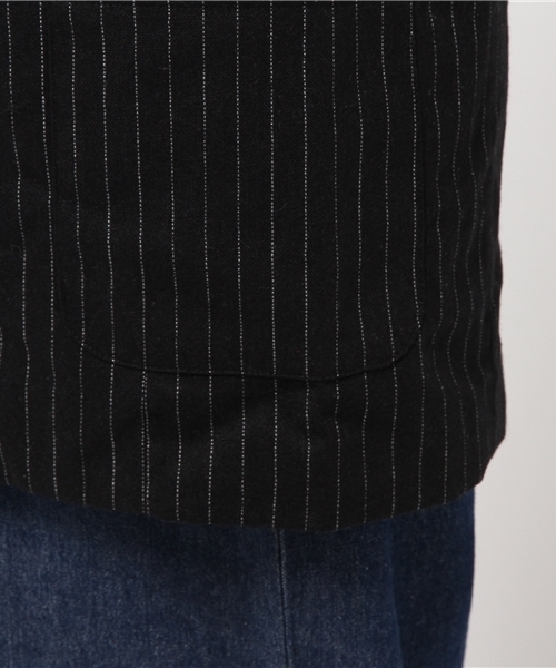 SEVENDAYS=SUNDAY（セブンデイズサンデイ）の「ストライプ　ロングジャケット（ピーコート・レディース・ブラック/グレー・LARGE/MEDIUM）」の11枚目の写真