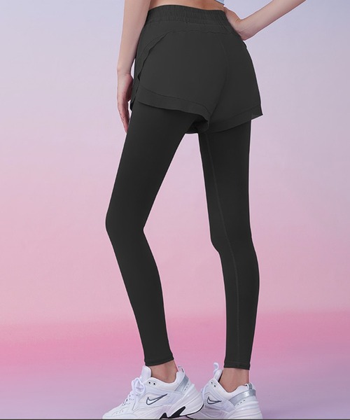 Lace Ladies（レースレディース）の「フェイクレイヤード ポケット付き ヨガ レギンス ボトム 水着 水陸両用（ラッシュガード・レディース・ブルー/グレー/パープル/ブラック・M/L/XL/XXL/S）」の6枚目の写真