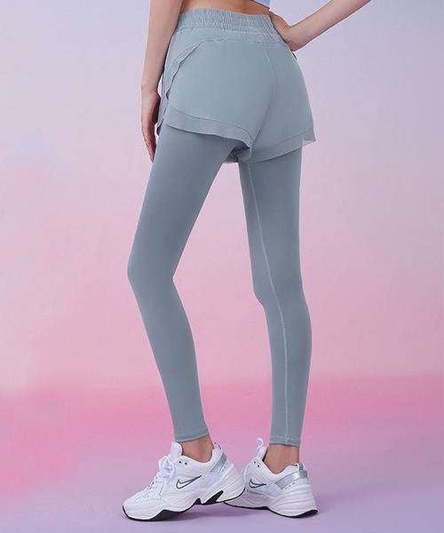 Lace Ladies（レースレディース）の「フェイクレイヤード ポケット付き ヨガ レギンス ボトム 水着 水陸両用（ラッシュガード・レディース・ブルー/グレー/パープル/ブラック・M/L/XL/XXL/S）」の8枚目の写真