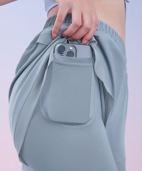 Lace Ladies（レースレディース）の「フェイクレイヤード ポケット付き ヨガ レギンス ボトム 水着 水陸両用（ラッシュガード・レディース・ブルー/グレー/パープル/ブラック・M/L/XL/XXL/S）」の10枚目の写真