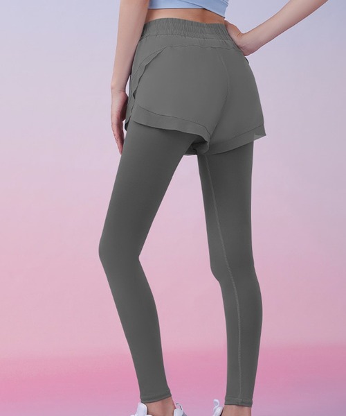 Lace Ladies（レースレディース）の「フェイクレイヤード ポケット付き ヨガ レギンス ボトム 水着 水陸両用（ラッシュガード・レディース・ブルー/グレー/パープル/ブラック・M/L/XL/XXL/S）」の12枚目の写真