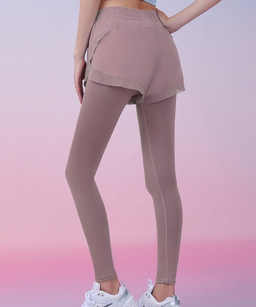 Lace Ladies（レースレディース）の「フェイクレイヤード ポケット付き ヨガ レギンス ボトム 水着 水陸両用（ラッシュガード・レディース・ブルー/グレー/パープル/ブラック・M/L/XL/XXL/S）」の13枚目の写真