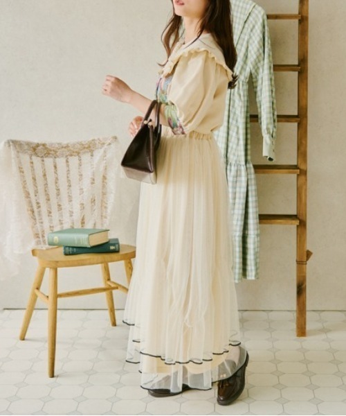 kutir（クティール）の「【クティールとレトロ】ビッグ襟ゴブランブラウス（シャツ/ブラウス・レディース・ブラック/ベージュ/オフホワイト/ブルー・FREE）」の9枚目の写真