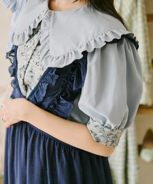kutir（クティール）の「【クティールとレトロ】ビッグ襟ゴブランブラウス（シャツ/ブラウス・レディース・ブラック/ベージュ/オフホワイト/ブルー・FREE）」の21枚目の写真