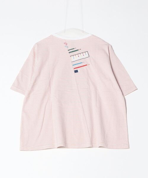 Emago(イマゴ)の「EMAGO 文房具刺繍T(Tシャツ/カットソー・レディース・ホワイト×ピンク/ホワイト/ネイビー・FREE)」の4枚目の写真