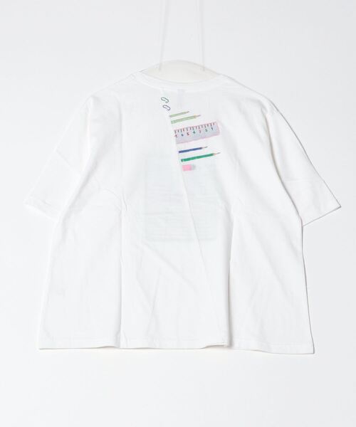 Emago(イマゴ)の「EMAGO 文房具刺繍T(Tシャツ/カットソー・レディース・ホワイト×ピンク/ホワイト/ネイビー・FREE)」の6枚目の写真
