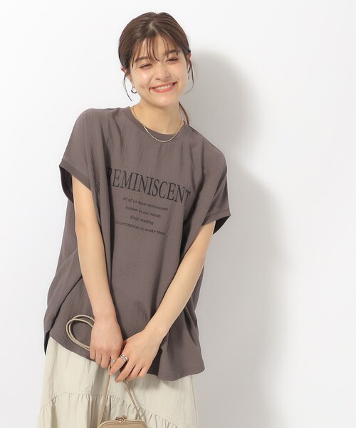Cutie Blonde（キューティーブロンド）の「◆しぼしぼ感がこなれ見え アソートロゴ ゆるドルマントップス（Tシャツ/カットソー・レディース・ブルー/ブラウン系その他/ブラック/ホワイト系・00）」の9枚目の写真
