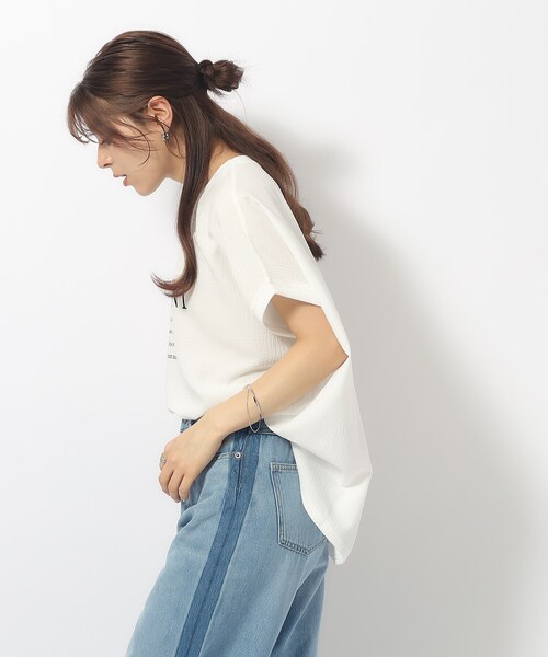 Cutie Blonde（キューティーブロンド）の「◆しぼしぼ感がこなれ見え アソートロゴ ゆるドルマントップス（Tシャツ/カットソー・レディース・ブルー/ブラウン系その他/ブラック/ホワイト系・00）」の18枚目の写真