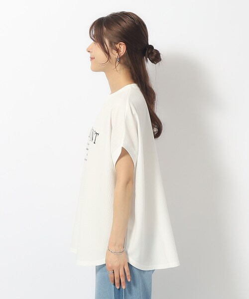 Cutie Blonde（キューティーブロンド）の「◆しぼしぼ感がこなれ見え アソートロゴ ゆるドルマントップス（Tシャツ/カットソー・レディース・ブルー/ブラウン系その他/ブラック/ホワイト系・00）」の22枚目の写真