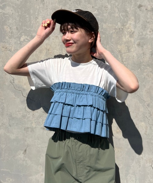 RODEO CROWNS WIDE BOWL（ロデオクラウンズワイドボウル）の「DENIM MULTI WAY FRILL ACCE（付け襟・レディース・ブルー/ライトブルー・FREE）」の12枚目の写真