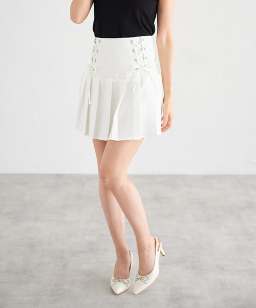 tocco closet(トッコ クローゼット)の「【ZOZO限定】サイドレースアッププリーツスカパン(スカート・レディース・ブラック/オフホワイト/グレー/グレイッシュベージュ・M)」の11枚目の写真