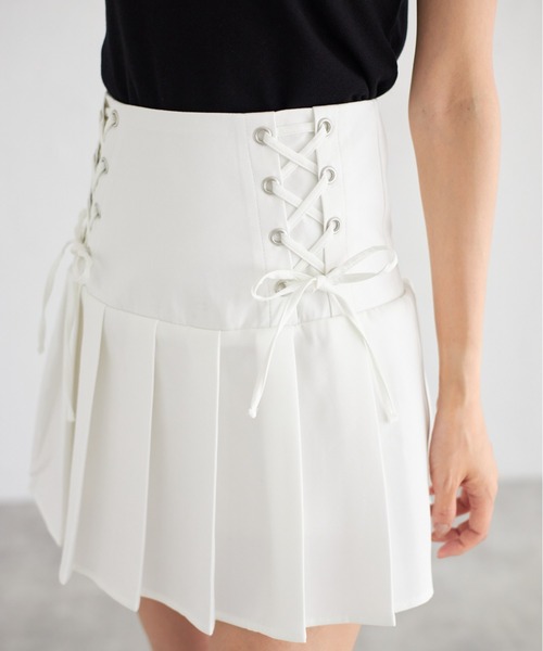 tocco closet(トッコ クローゼット)の「【ZOZO限定】サイドレースアッププリーツスカパン(スカート・レディース・ブラック/オフホワイト/グレー/グレイッシュベージュ・M)」の14枚目の写真