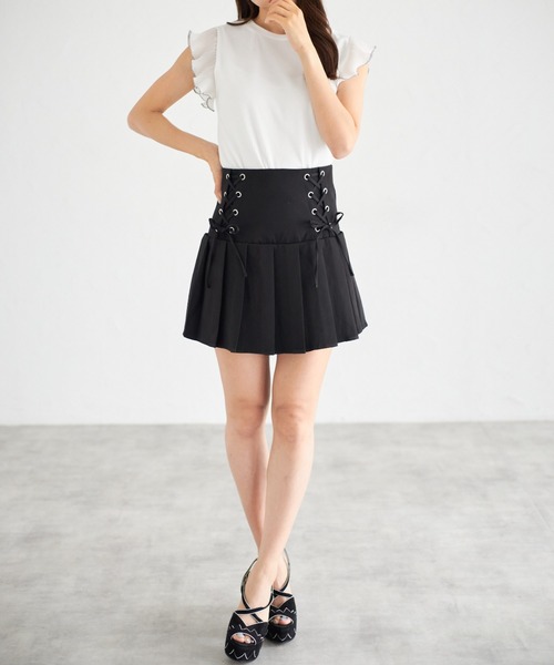 tocco closet(トッコ クローゼット)の「【ZOZO限定】サイドレースアッププリーツスカパン(スカート・レディース・ブラック/オフホワイト/グレー/グレイッシュベージュ・M)」の17枚目の写真