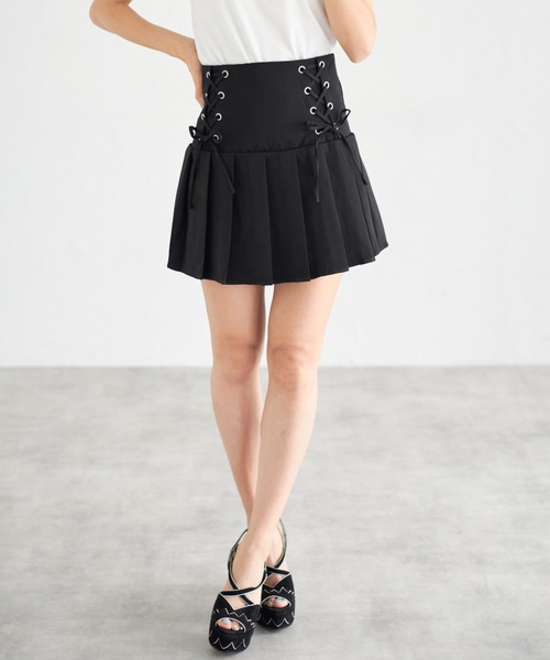 tocco closet(トッコ クローゼット)の「【ZOZO限定】サイドレースアッププリーツスカパン(スカート・レディース・ブラック/オフホワイト/グレー/グレイッシュベージュ・M)」の19枚目の写真