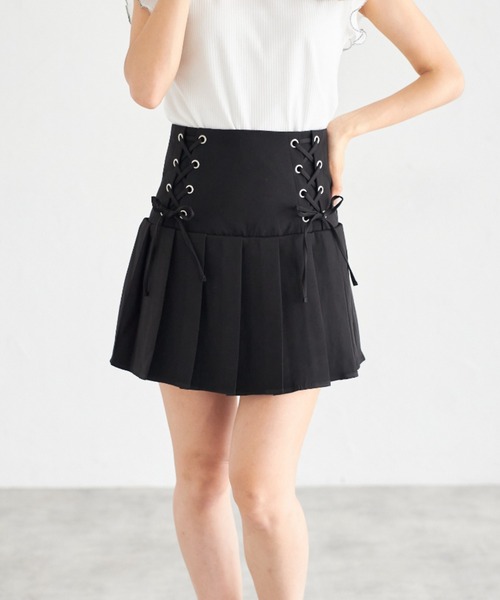 tocco closet(トッコ クローゼット)の「【ZOZO限定】サイドレースアッププリーツスカパン(スカート・レディース・ブラック/オフホワイト/グレー/グレイッシュベージュ・M)」の21枚目の写真