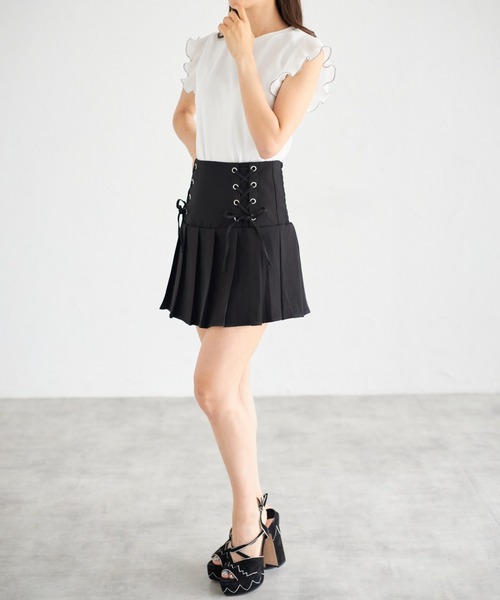tocco closet(トッコ クローゼット)の「【ZOZO限定】サイドレースアッププリーツスカパン(スカート・レディース・ブラック/オフホワイト/グレー/グレイッシュベージュ・M)」の18枚目の写真
