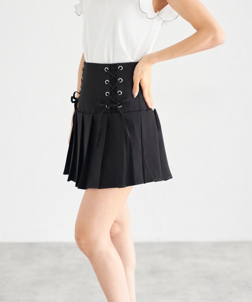 tocco closet(トッコ クローゼット)の「【ZOZO限定】サイドレースアッププリーツスカパン(スカート・レディース・ブラック/オフホワイト/グレー/グレイッシュベージュ・M)」の22枚目の写真