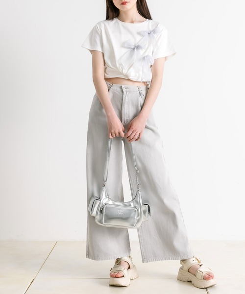 OLIVE des OLIVE（オリーブデオリーブ）の「リボンTシャツ　1041060740（Tシャツ/カットソー・レディース・ブラック/オフホワイト・FREE）」の21枚目の写真