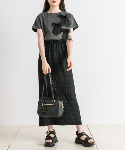 OLIVE des OLIVE（オリーブデオリーブ）の「リボンTシャツ　1041060740（Tシャツ/カットソー・レディース・ブラック/オフホワイト・FREE）」の16枚目の写真