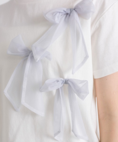 OLIVE des OLIVE（オリーブデオリーブ）の「リボンTシャツ　1041060740（Tシャツ/カットソー・レディース・ブラック/オフホワイト・FREE）」の5枚目の写真