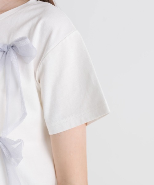 OLIVE des OLIVE（オリーブデオリーブ）の「リボンTシャツ　1041060740（Tシャツ/カットソー・レディース・ブラック/オフホワイト・FREE）」の4枚目の写真