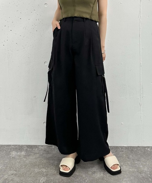 archives（アルシーヴ）の「カーゴワイドパンツ（カーゴパンツ・レディース・アイボリー/ブラック/グレー・MEDIUM）」の3枚目の写真