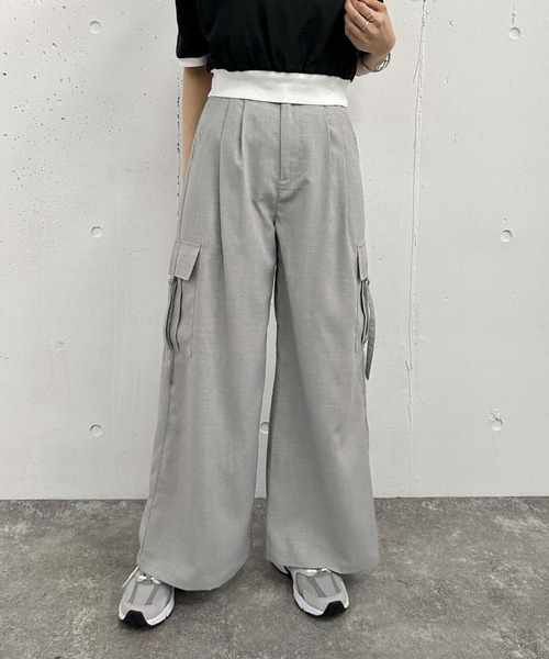 archives（アルシーヴ）の「カーゴワイドパンツ（カーゴパンツ・レディース・アイボリー/ブラック/グレー・MEDIUM）」の12枚目の写真