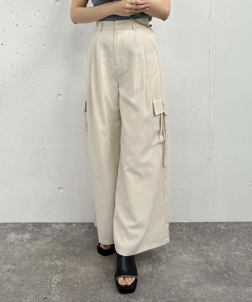 archives（アルシーヴ）の「カーゴワイドパンツ（カーゴパンツ・レディース・アイボリー/ブラック/グレー・MEDIUM）」の5枚目の写真