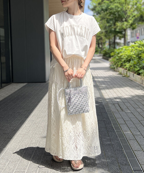 un dix cors（アンディコール）の「《清涼感・上品見え》ラッセルレーススカート（スカート・レディース・ブラック/ホワイト系その他・FREE）」の20枚目の写真