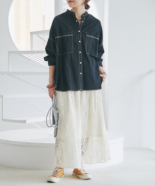 un dix cors（アンディコール）の「《清涼感・上品見え》ラッセルレーススカート（スカート・レディース・ブラック/ホワイト系その他・FREE）」の19枚目の写真